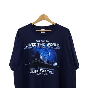 Vintage ‘For God So Loved the World’ Graphic Navy Tee